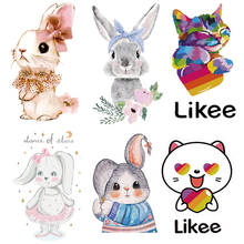 Rabbit stickers On Clothes Iron On Transfer Patches For Clothing Vinyl Stickers Kids Cute Animals Bunny Patch Stripes DIY Badge 2024 - buy cheap