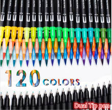 Bolígrafo FineLiner de doble punta para dibujo, rotuladores artísticos de acuarela para la escuela, suministros de papelería, 120 colores 2024 - compra barato
