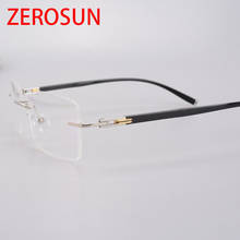 Zerosun Rimless Glasses Frame for Men Eyeglasses Man Gold Grey Frameless Spectacles for Optical Prescription Myopia Graduate 2024 - buy cheap