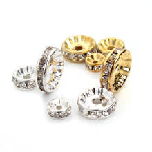 Pçs 4 6 8 10mm cor dourada prata cristal strass redondo espaçador solto contas diy pulseira contas para jóias acessórios 2024 - compre barato
