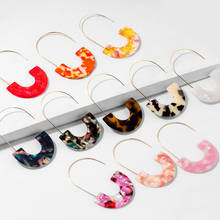 2020 Bohemian 11 Colors Semicircle Acrylic Resin Hook Earrings Women Fashion Long Leopard Statement Dangle Earrings ZA Brincos 2024 - buy cheap