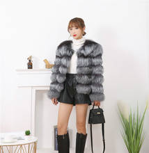 Fashion Real Fox Fur Coats Natural Raccoon Fur Silver Fox Fur Jacket Vest Outwear Luxury Women 2020 Winter Detachable Sleeve 2024 - buy cheap