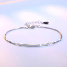 Pulsera de plata de ley 925 con cristal para mujer, brazalete de cadena de barra Simple para mujer, joyería de moda, regalo de Navidad NY435 2024 - compra barato