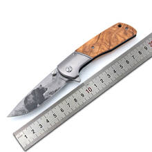 Faca lâmina dobrável 440c, lâmina de ébano + cabo de madeira, facas de sobrevivência de caça, uso externo, ferramenta edc 2024 - compre barato