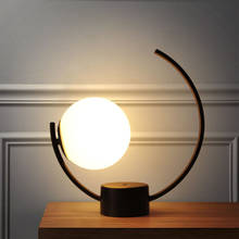 Luminária de mesa com globo de vidro, lâmpada de led, design nórdico, e27, arte noturna, ferro, luz noturna, leitura, estudo, proteção para os olhos 2024 - compre barato