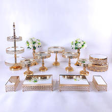 6-15Pcs Acryl Mirror Metal Cake Stand Set Round  Wedding Birthday Party Dessert Gold Cupcake Pedestal Display Plate Home Decor 2024 - buy cheap