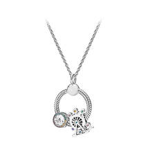 Collar de plata esterlina S925 O pandora, cadena colorida de arcoíris, Noria decorada con San Valentín de la suerte, novedad de 100% 2024 - compra barato