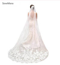 Véu de noiva romântico com pente, longo 3m, branco, marfim, comprimento catedral, festa de casamento 2024 - compre barato