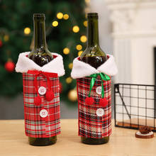 1 шт. набор декора винной бутылки с красным бантом, полосатая одежда в клетку, крышка для бутылки, украшение для кухни на новый год, Рождество ужин вечеринка 2024 - купить недорого