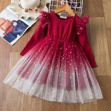 Vestido de fiesta de princesa para niñas, ropa elegante de manga larga para Navidad, boda, cumpleaños, graduación, Hada, Otoño e Invierno 2024 - compra barato