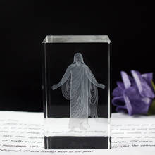 Recuerdos de la película cubo de cristal Jesús 3D cristales de cuarzo grabado con láser Jesús Santo estatuas decoración Cristiano 2024 - compra barato