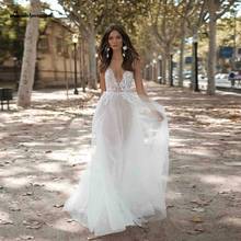 Lakshmigown Sexy Women Beach Wedding Dress Backless Vestidos de Verano 2021 Sparkly V-Neck Bridal Receipt Wedding Party Gowns 2024 - buy cheap