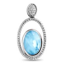 Изящные Синие Ювелирные изделия Larimar из стерлингового серебра 925 пробы, натуральный Larimar Овальный женский кулон ожерелье для подарка 2024 - купить недорого