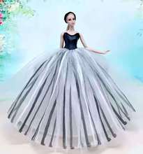 1/6 bjd boneca roupas moda branco preto listrado vestido de casamento para barbie roupas princesa vestido 11.5 "bonecas acessórios 2024 - compre barato