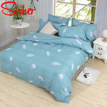 Pastoral Bed Linen Bedding Set Blue Feather Pattern Duvet Cover Sets Single Double Queen Size Bedclothes Nordic Quilt Covers 2024 - buy cheap