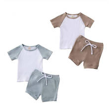 FOCUSNORM Fashion Kids Infant Baby Girls Boys Clothes Sets Solid Patchwork Short Sleeve Pullover T Shirts Tops Shorts 0-5Y 2024 - buy cheap