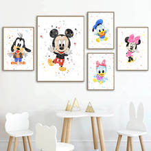 Disney Cartoon Mickey Mouse Canvas Painting Watercolor Mickey and Minnie Poster Print Art Wall for Children's Room Home Decor 2024 - buy cheap