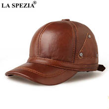 LA SPEZIA Hat Men Real Leather Winter Baseball Cap Brown Snapback Cowskin High Quality Men's Adjustable Baseball Hat 2024 - buy cheap