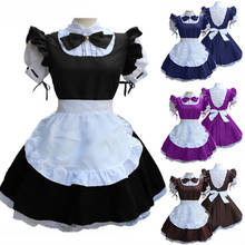 Women Ladies Fashion Short Sleeve Doll Collar Retro Maid Dress Cute French Maid Outfit Cosplay Costume Plus 2024 - buy cheap