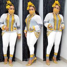 Print Two Piece Set Women African Clothes Dashiki Casual Long Sleeve Coat Top&Pencil Pants Set Tracksuit Vestidos 2020 Autumn 2024 - buy cheap