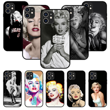 For iPhone  11 12  8 Plus Mini Pro X XR XS Max 4 5 7 6 6S 8 SE Phone Case Black Cover Hoesjes Trend Sexy Marilyn Monroe 2024 - buy cheap
