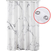 3d cortina de chuveiro à prova dwaterproof água poliéster cortinas banho mármore impresso cinza e branco plástico gancho casa decoração do banheiro 2024 - compre barato