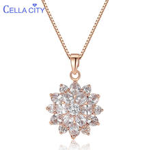 Cellacity Snowflake Pendant Necklace for Women Silver 925 Jewelry Gemstones Neck Ornament Rose Gold Color Romantic Gift Dating 2024 - buy cheap