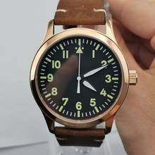 Mens Watch 42mm Corgeut/Sterile Rose Gold Case Clock Brown Strap Black Dial Luminous Sapphire Glass Automatic Watch Man 2024 - buy cheap