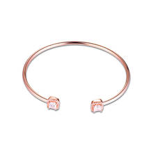 Brazalete abierto cuadrado brillante para mujer, joyería de oro rosa transparente, CZ, pulseras clásicas, brazaletes de oro rosa 2024 - compra barato