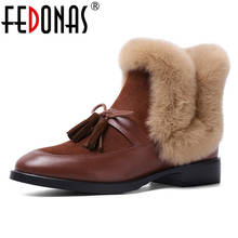 FEDONAS Fashion Women Genuine Leather Ankle Boots Butterfly-knot Casual Basic Shoes Woman New Autumn Winter Short Snow Boots 2024 - buy cheap