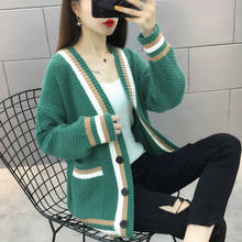 Suéter feminino casual r26, casaco de malha solta outono 2024 - compre barato