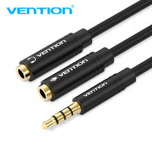 Vention-cabo auxiliar para extensão de fone de ouvido, conector 3.5mm, macho para 2 fêmeas, microfone e divisor para iphone 8, samsung s8, pc 2024 - compre barato