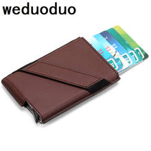 2019 New Metal Card Holder RFID Aluminium Alloy Credit Card Holder PU Leather Wallet Antitheft Men Automatic Pop Up RFID Wallet 2024 - buy cheap