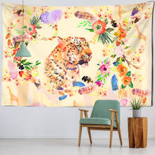 Животные мир гобелен стена Цветок Тигр фон ткань подвесная ткань хиппи украшение дома спальни 2024 - купить недорого