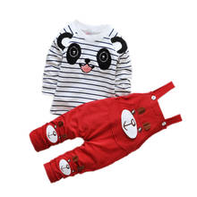 New Spring Autumn Children Clothes Baby Boy Girls Striped Cartoon T Shirt Pants 2Pcs/sets Kids Infant Clothing Toddler Tracksuit 2024 - buy cheap