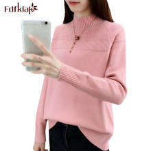 Fdfklak Half turtleneck warm sweater women autumn winter pullover female knitted top bottoming women's sweaters pull femme 2024 - buy cheap