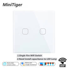 Minitiger EU Smart Home Wifi Wall Light Touch Switch 1 2 Gang WiFi/433 RF/APP Remote Wall Light Touch Switch Glass Panel 2024 - buy cheap