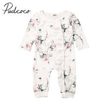 2019 bebê primavera outono roupas de bebê recém-nascido roupas da menina algodão floral plissado macacão manga longa macacão casual outfit 2024 - compre barato