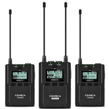 Comica wireless microfone emissor 120m, microfone sem fio de metal com 96 canais uhf/c/tx, gravação para dslr e vídeo da filmadora 2024 - compre barato