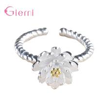 Korean Trend Wedding Engagement 925 Sterling Silver Ring For Women Lotus Flower Opening Elegant Adustable Anillos Mujer Gift 2024 - buy cheap