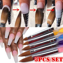 5 Pçs/set Nail Art Set Escova Acrílico UV Construtor Gel Pintura Desenho Brushes Cuticle Pusher Ferramenta Colorido Caneta Canetas Manicure Ferramentas 2024 - compre barato