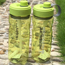 Herbalife-botella de agua de plástico de grado alimenticio para adultos, Pajita deportiva de color verde con tapa, marca de escala, 1L, 1000ml 2024 - compra barato