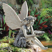 Sunflower Fairy Statue Garden Art Bird Feeder Outdoor Decoration Angel Fairy Figurine Sculpture Garden Resin Crafts Ornament 2024 - buy cheap