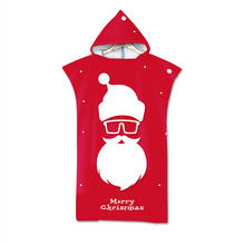Новое красное рождественское пляжное полотенце с капюшоном из микрофибры для взрослых, быстросохнущее пончо для плаща и банного халата 2024 - купить недорого