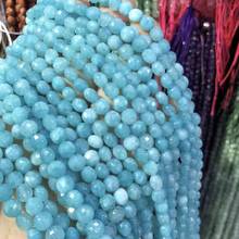 Natural Stone Faceted Blue Amazonite Beaded Oblate shape Loose Spacer Beads For Jewelry Making DIY Necklace Bracelet Accessories 2024 - buy cheap