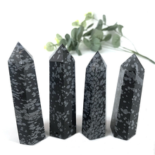 Natural quartz snowflake obsidian crystal wand point tower for home decoration 2024 - buy cheap