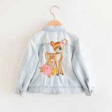 Jaqueta jeans infantil bordada de desenho, casaco de verão para meninas 2024 - compre barato
