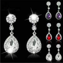 Women Charm Rhinestone Bridal Water Drop Earrings Wedding Crystal Stud Earings 2024 - buy cheap
