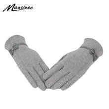 Women's winter new solid color plus velvet gloves Female outdoor riding antifreeze gloves fashion wild flowers decorative gloves 2024 - buy cheap