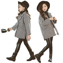 Girl woolen coat Winter girls thick Long Jackets childrens clothing Kids lattice Jacket&Outwear wear woolen coat Kids Outerwear 2024 - buy cheap